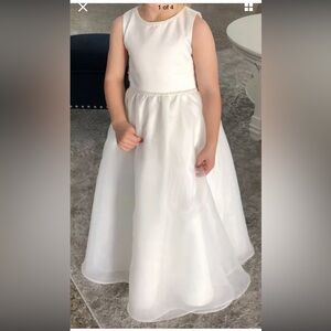 Rosebud Ivory Sleeveless Dress with Pearl Accents